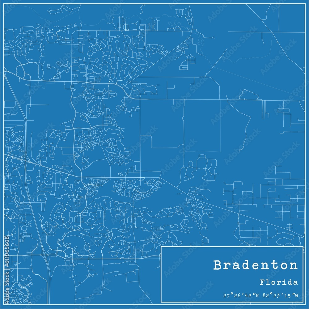 Blueprint US city map of Bradenton, Florida. Blueprint US city map of Bradenton, Florida.