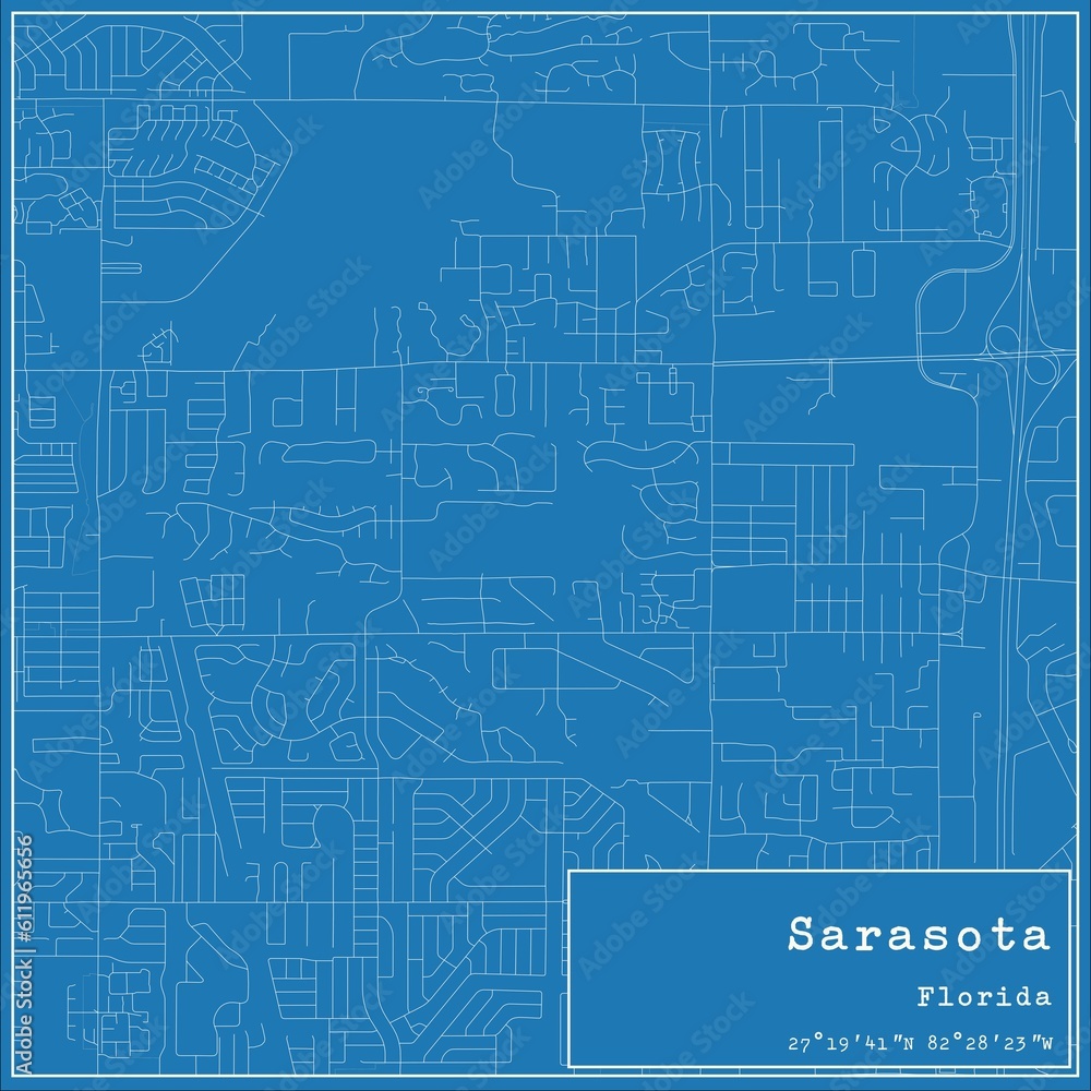 Fototapeta premium Blueprint US city map of Sarasota, Florida.