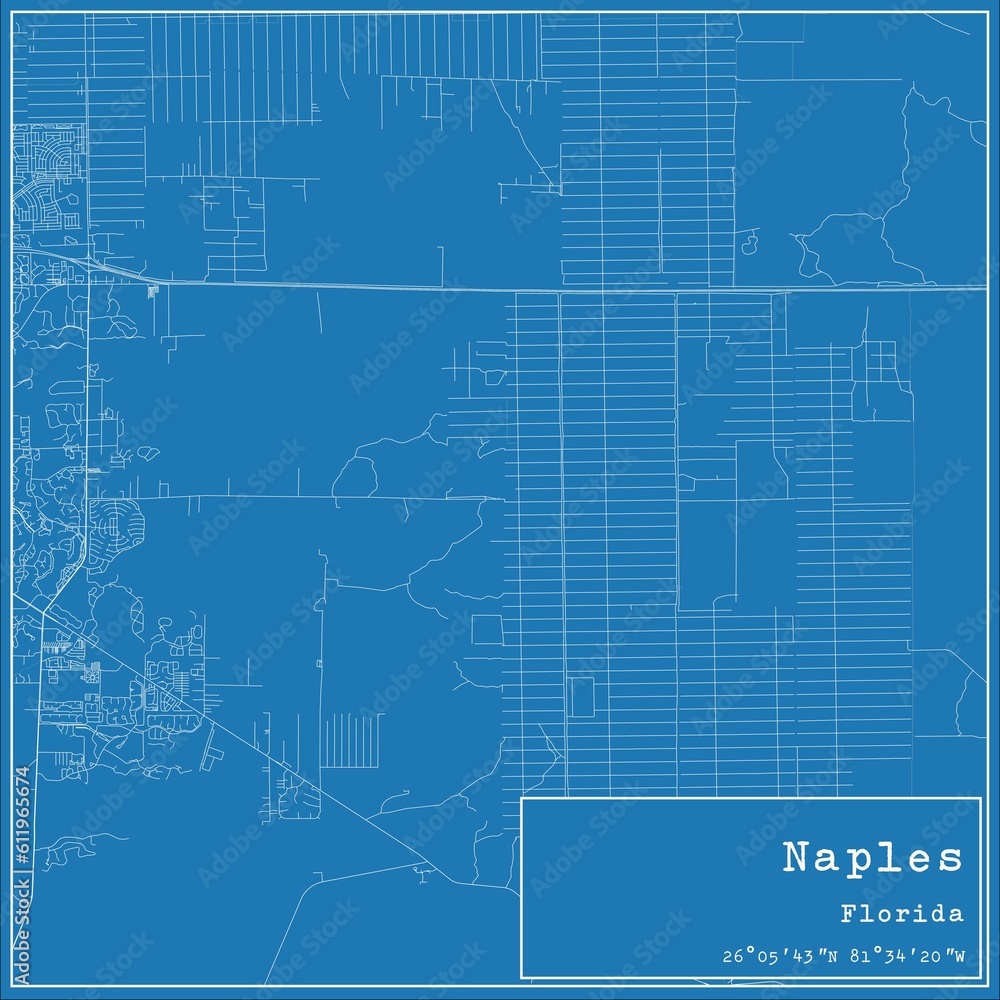 Blueprint US city map of Naples, Florida. Blueprint US city map of Naples, Florida.