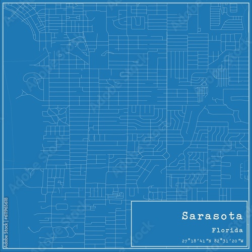 Wallpaper Mural Blueprint US city map of Sarasota, Florida. Torontodigital.ca