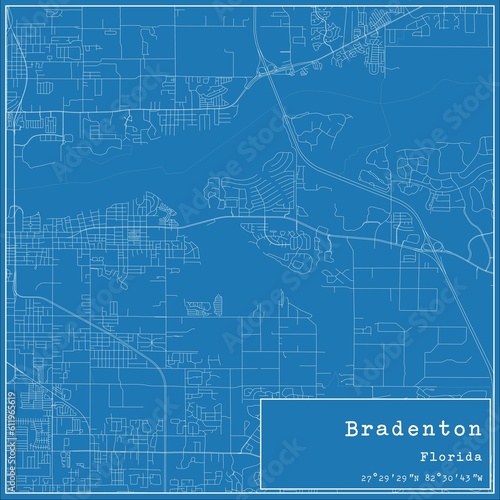 Blueprint US city map of Bradenton, Florida. photo