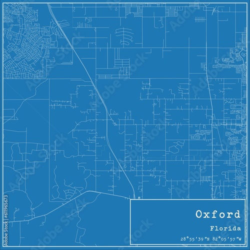 Blueprint US city map of Oxford, Florida.