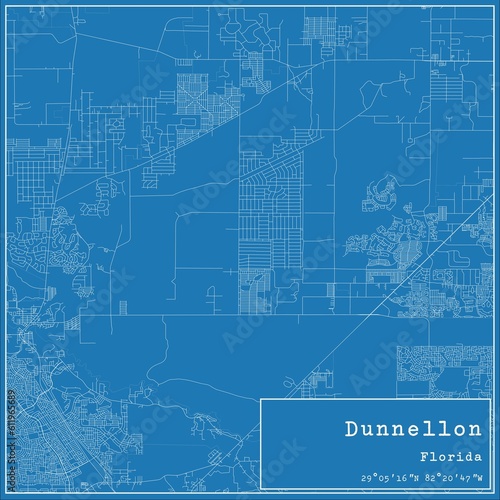 Blueprint US city map of Dunnellon  Florida.