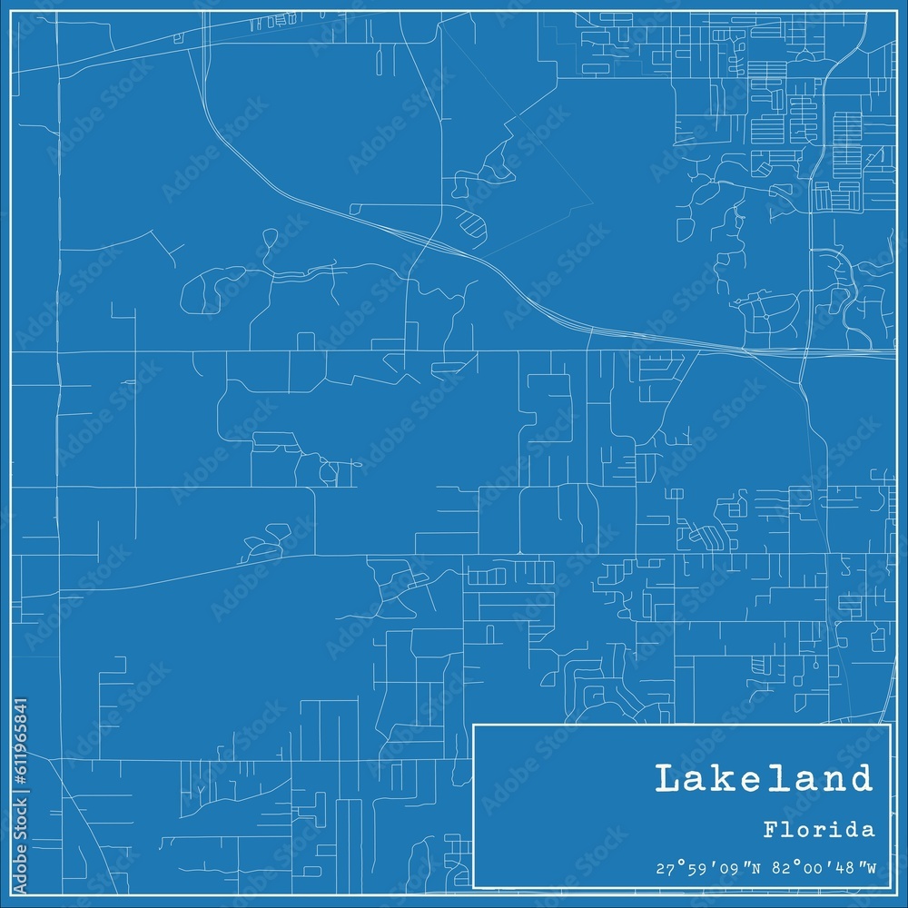 Fototapeta premium Blueprint US city map of Lakeland, Florida.