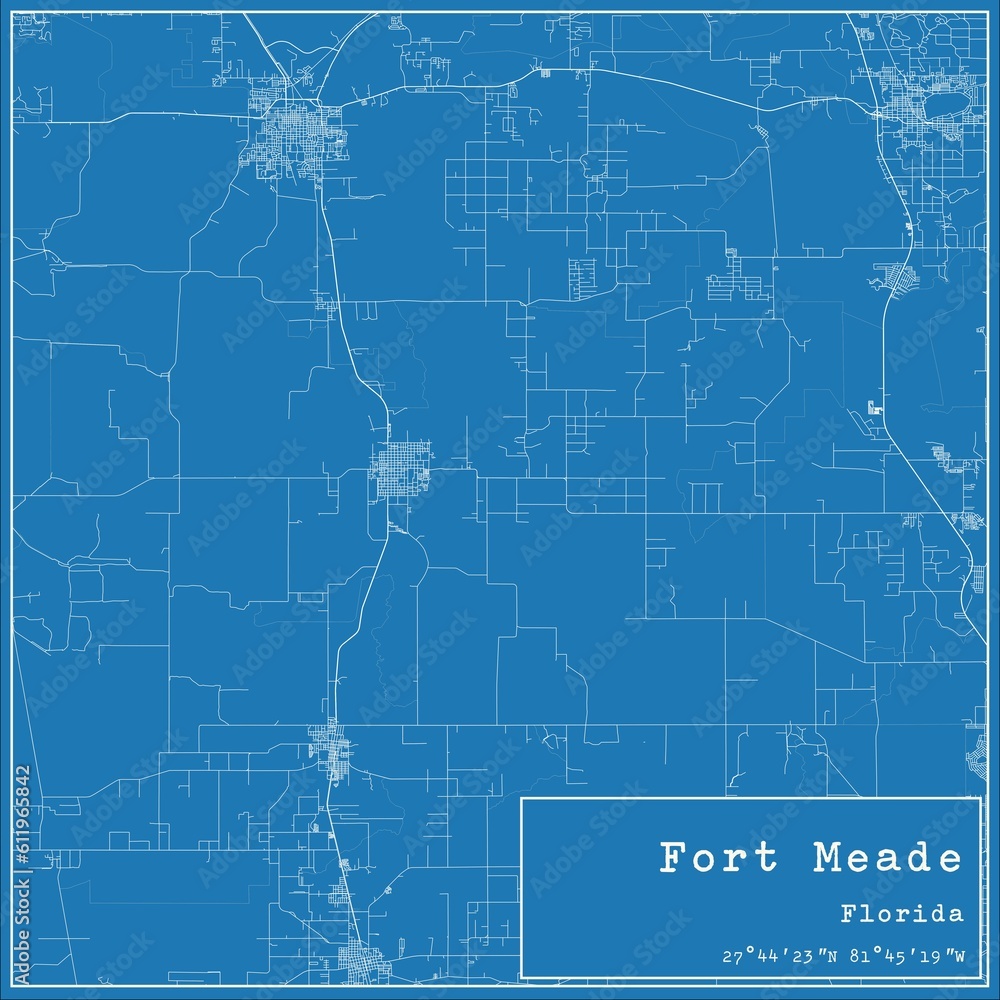 Fototapeta premium Blueprint US city map of Fort Meade, Florida.
