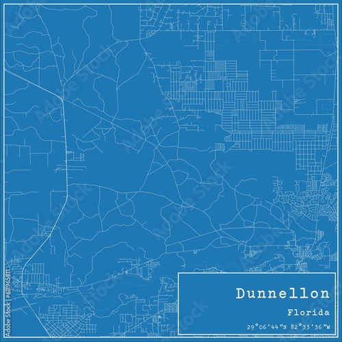 Blueprint US city map of Dunnellon, Florida. photo