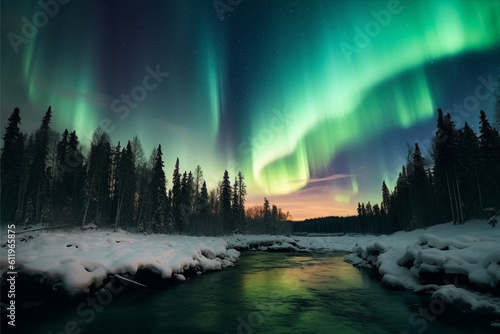 Wallpaper Mural Aurora landscape with northern lights, generative ai Torontodigital.ca