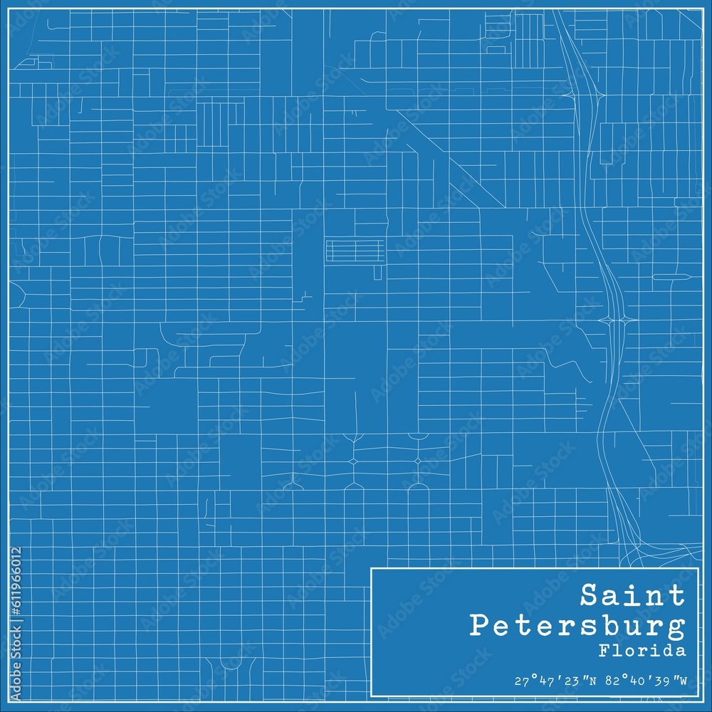 Blueprint US city map of Saint Petersburg, Florida. Blueprint US city map of Saint Petersburg, Florida.