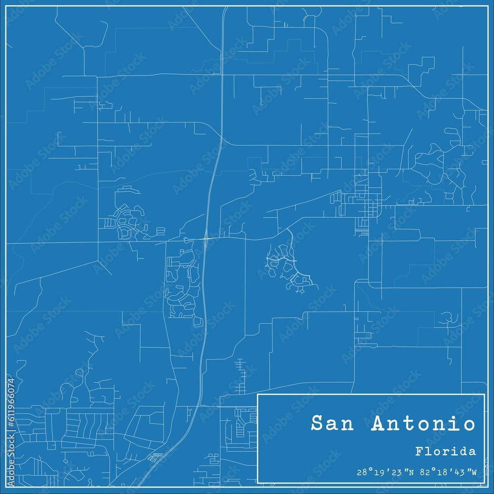 Blueprint US city map of San Antonio, Florida. Blueprint US city map of San Antonio, Florida.