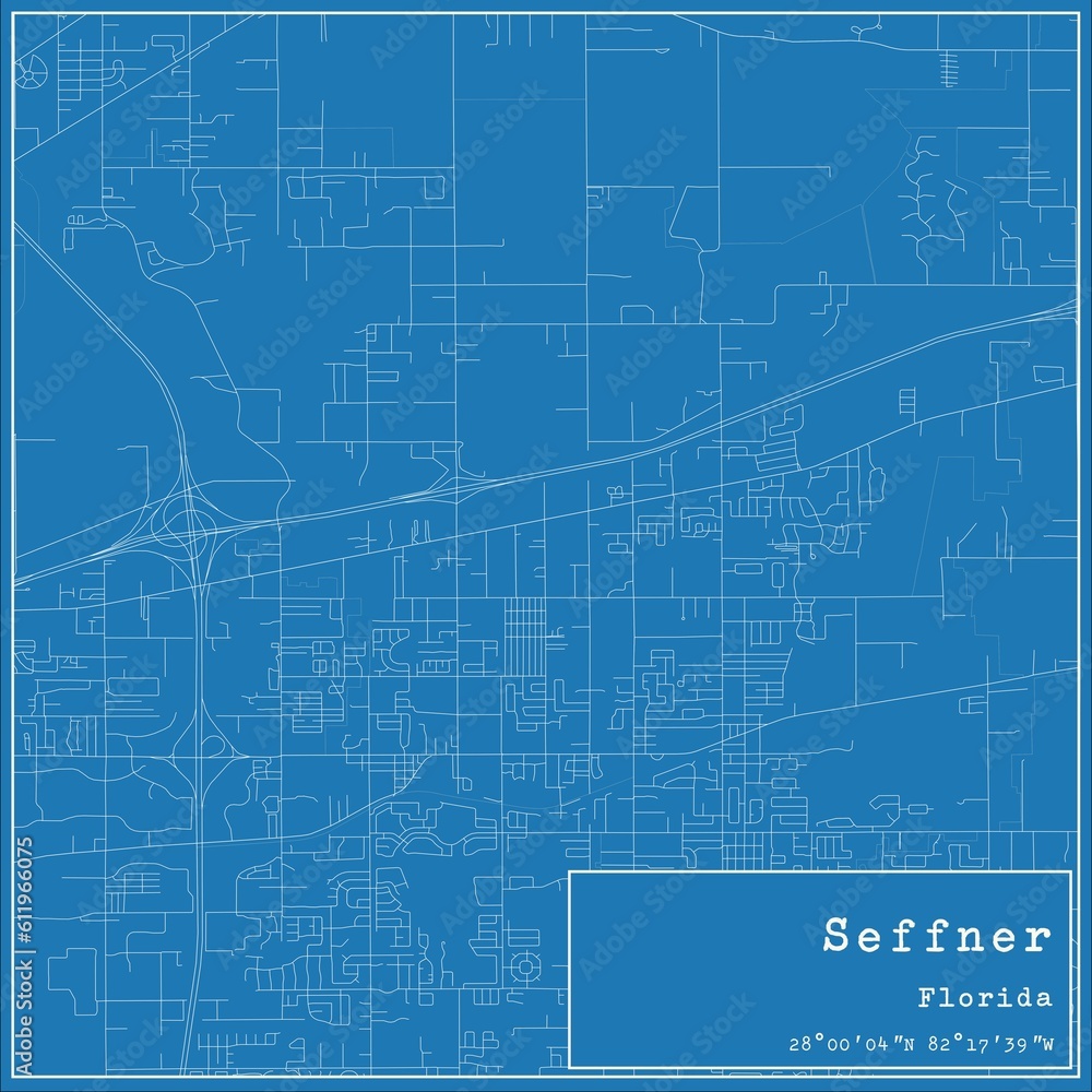 Blueprint US city map of Seffner, Florida. Blueprint US city map of Seffner, Florida.