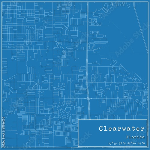 Wallpaper Mural Blueprint US city map of Clearwater, Florida. Torontodigital.ca