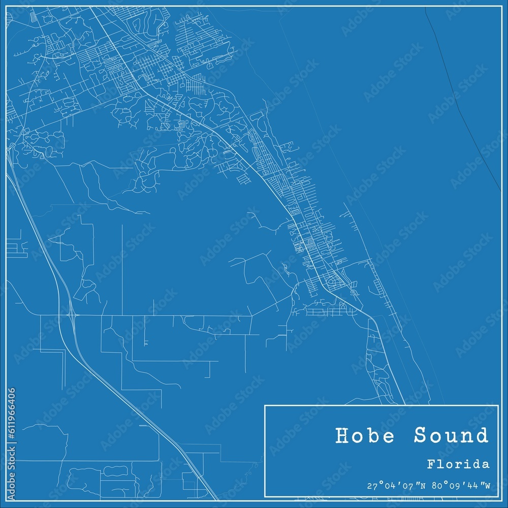 Blueprint US city map of Hobe Sound, Florida. Blueprint US city map of Hobe Sound, Florida.