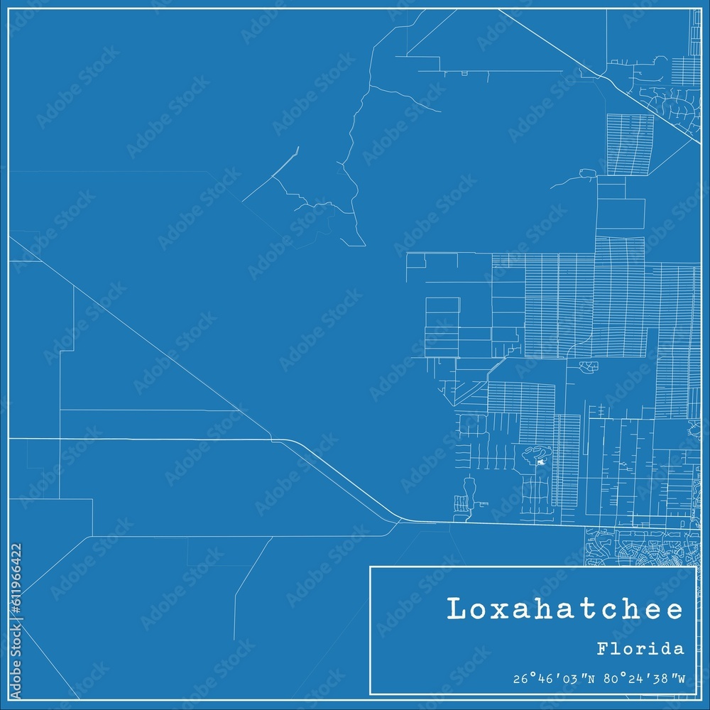 Fototapeta premium Blueprint US city map of Loxahatchee, Florida.