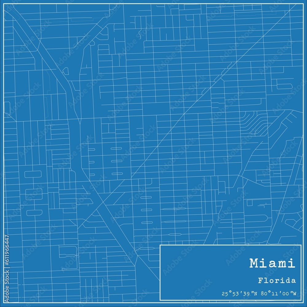 Blueprint US city map of Miami, Florida. Blueprint US city map of Miami, Florida.
