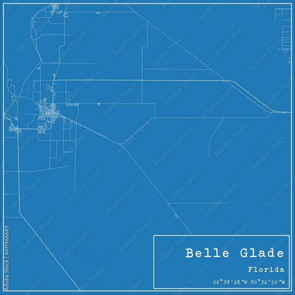 Blueprint US city map of Belle Glade, Florida. Blueprint US city map of Belle Glade, Florida.