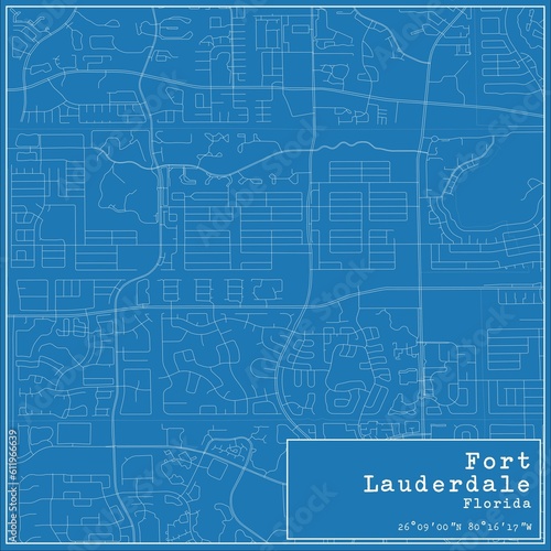 Wallpaper Mural Blueprint US city map of Fort Lauderdale, Florida. Torontodigital.ca