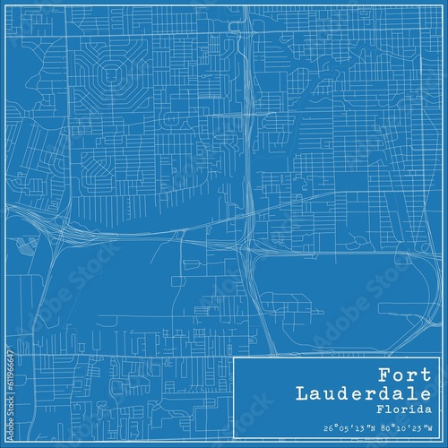 Wallpaper Mural Blueprint US city map of Fort Lauderdale, Florida. Torontodigital.ca