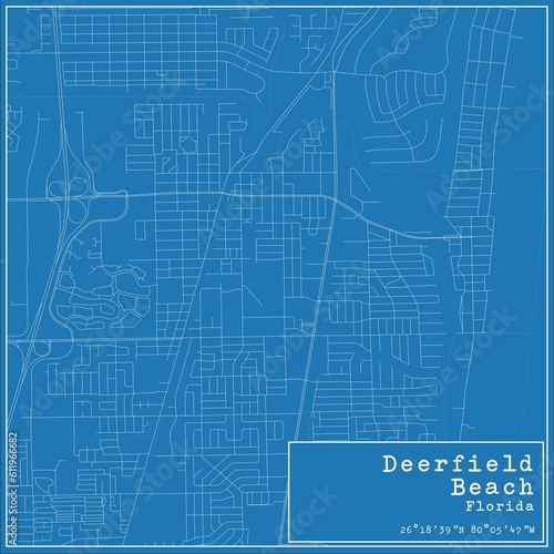 Blueprint US city map of Deerfield Beach, Florida.
