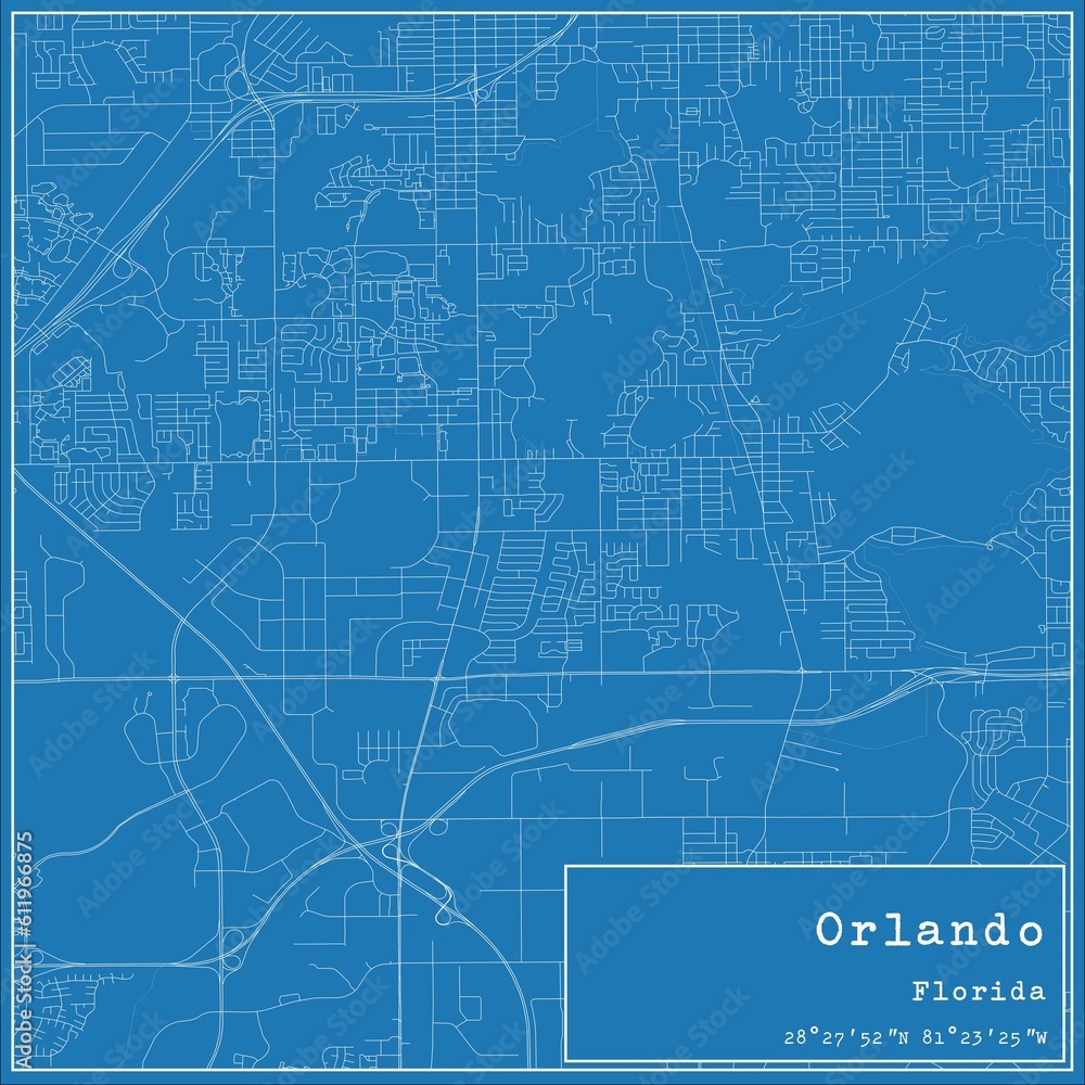 Fototapeta premium Blueprint US city map of Orlando, Florida.
