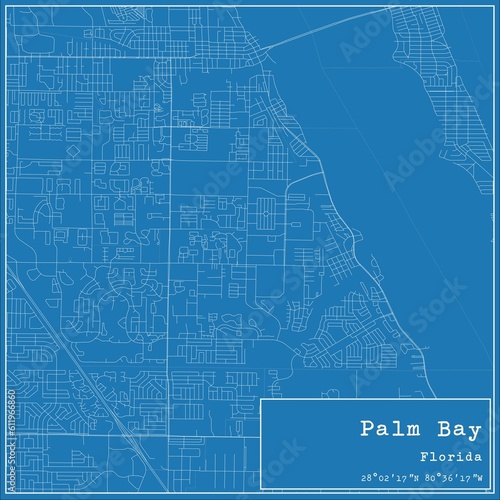 Wallpaper Mural Blueprint US city map of Palm Bay, Florida. Torontodigital.ca
