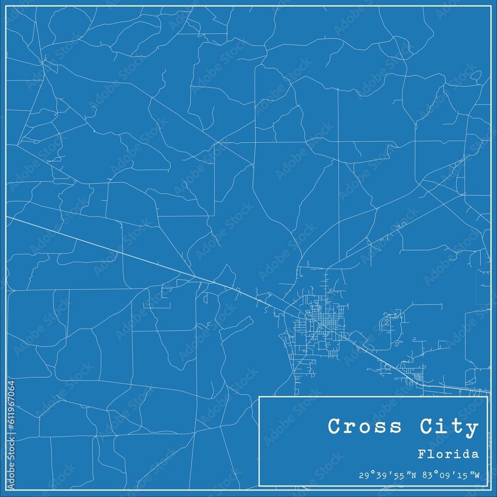 Blueprint US city map of Cross City, Florida. Blueprint US city map of Cross City, Florida.