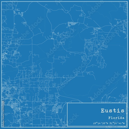 Blueprint US city map of Eustis  Florida.