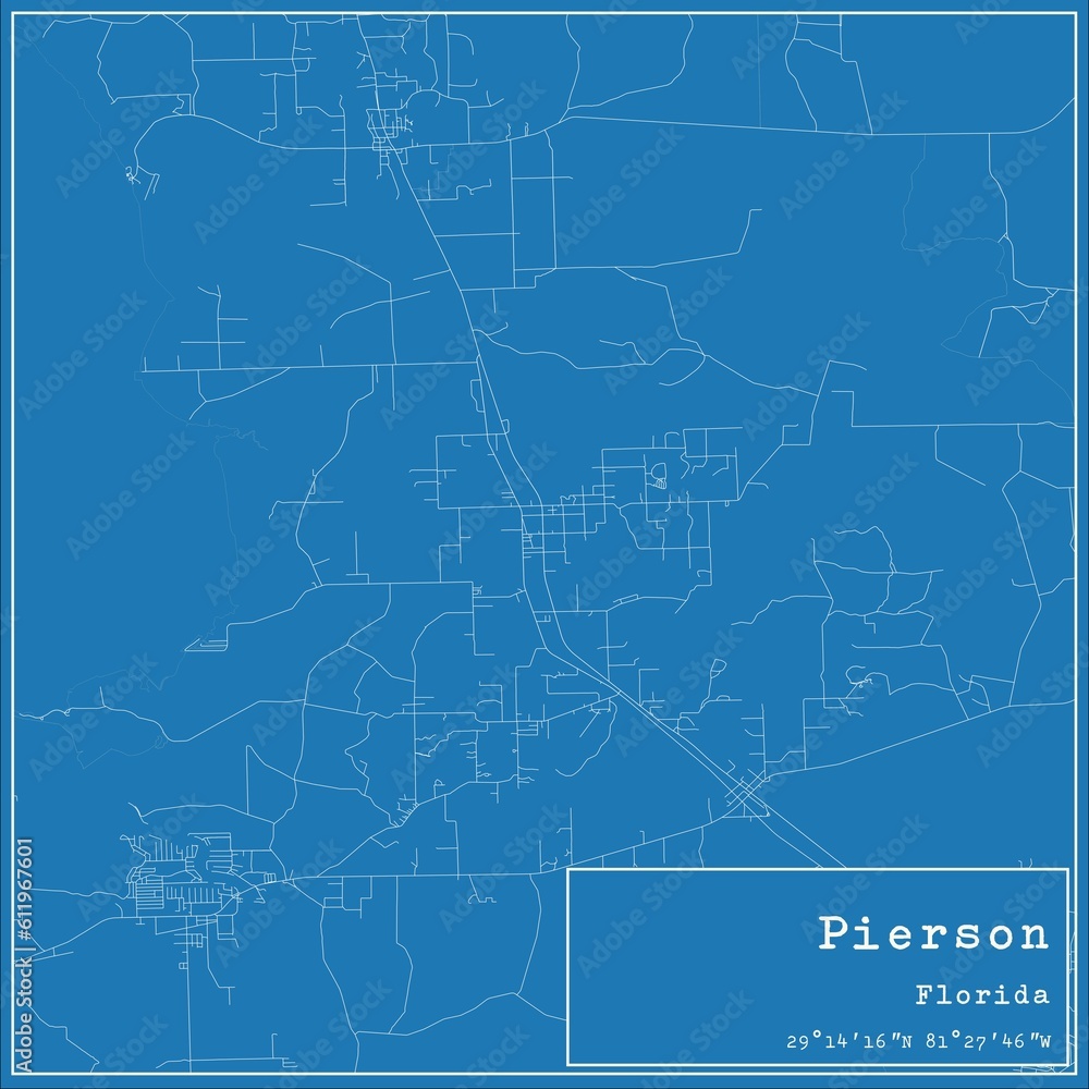 Blueprint US city map of Pierson, Florida. Blueprint US city map of Pierson, Florida.