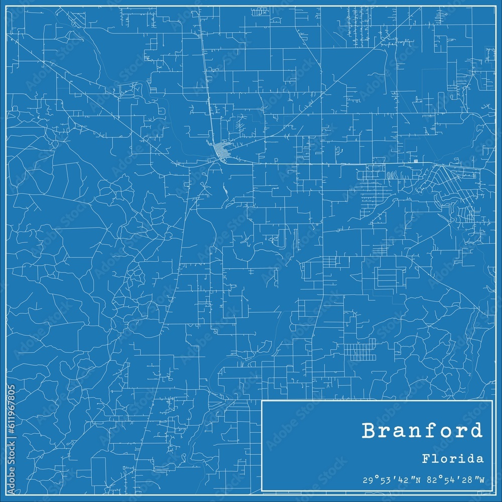 Blueprint US city map of Branford, Florida. Blueprint US city map of Branford, Florida.
