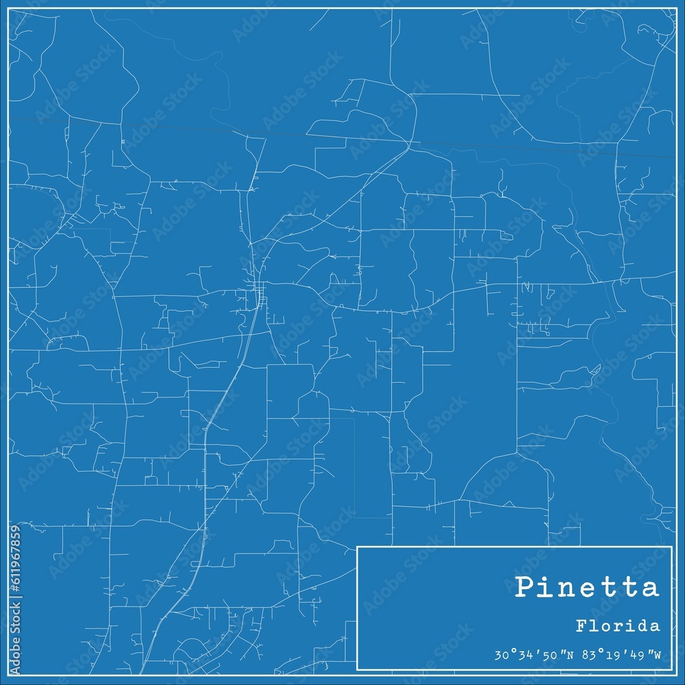 Blueprint US city map of Pinetta, Florida. Blueprint US city map of Pinetta, Florida.