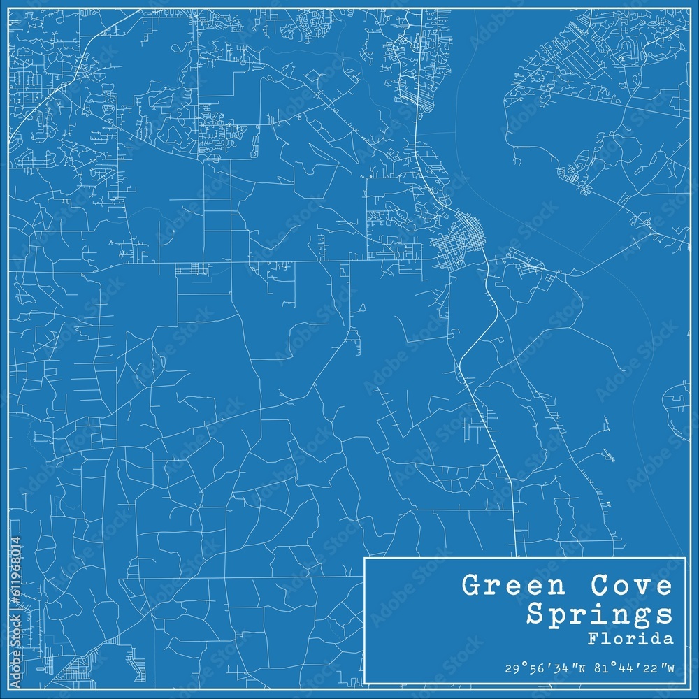 Blueprint US city map of Green Cove Springs, Florida.
