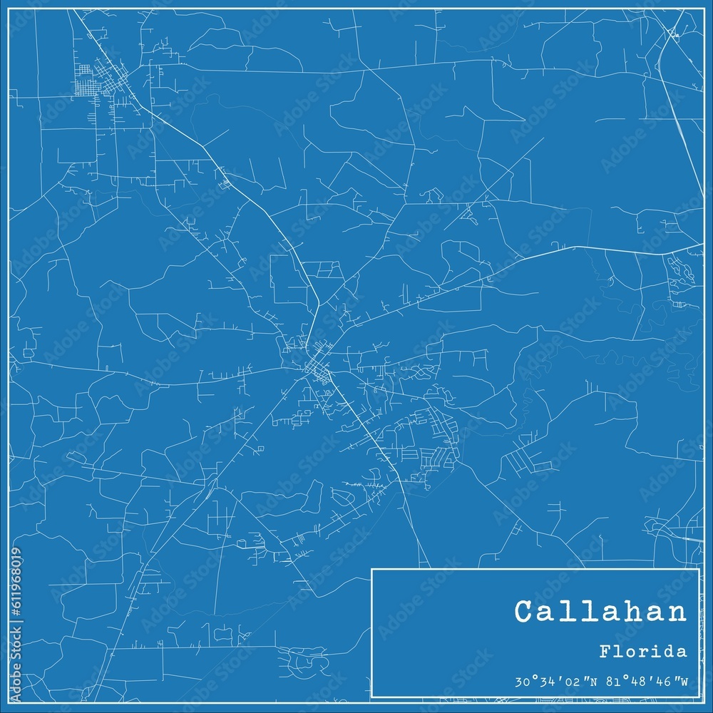 Blueprint US city map of Callahan, Florida. Blueprint US city map of Callahan, Florida.