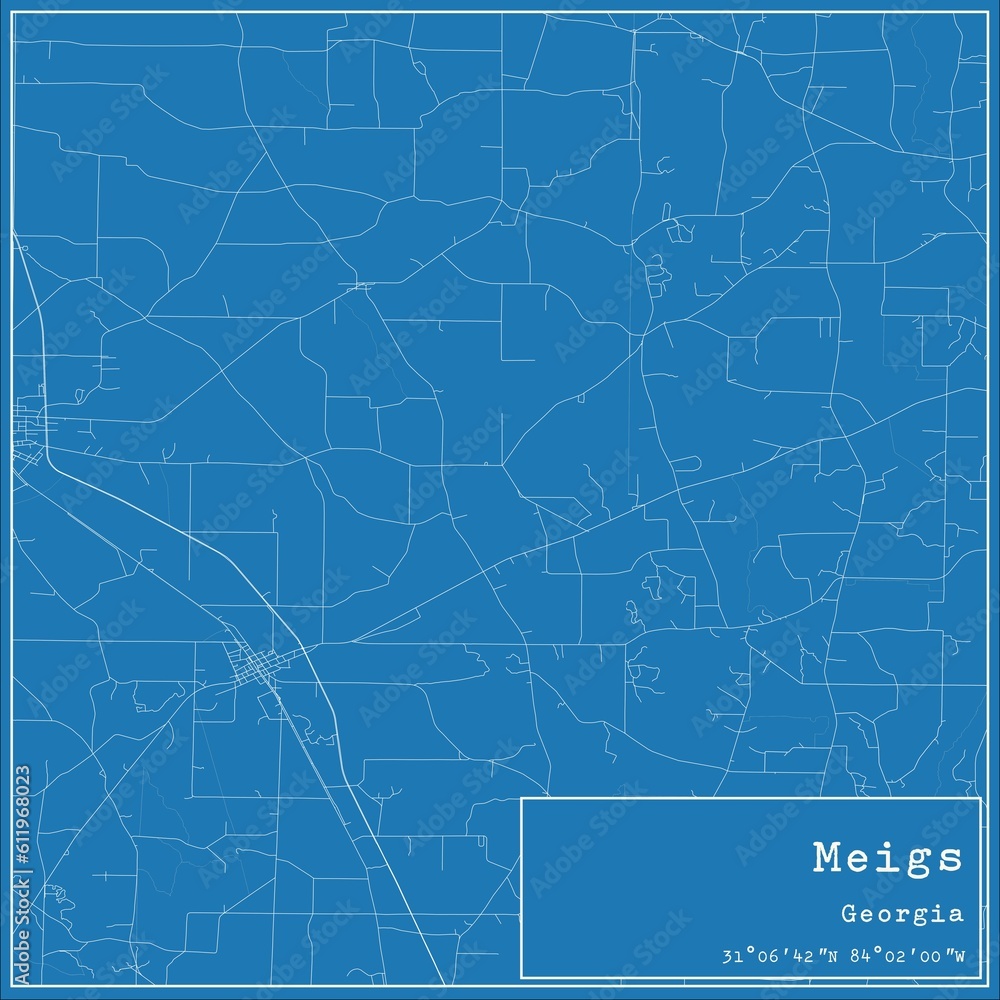 Fototapeta premium Blueprint US city map of Meigs, Georgia.