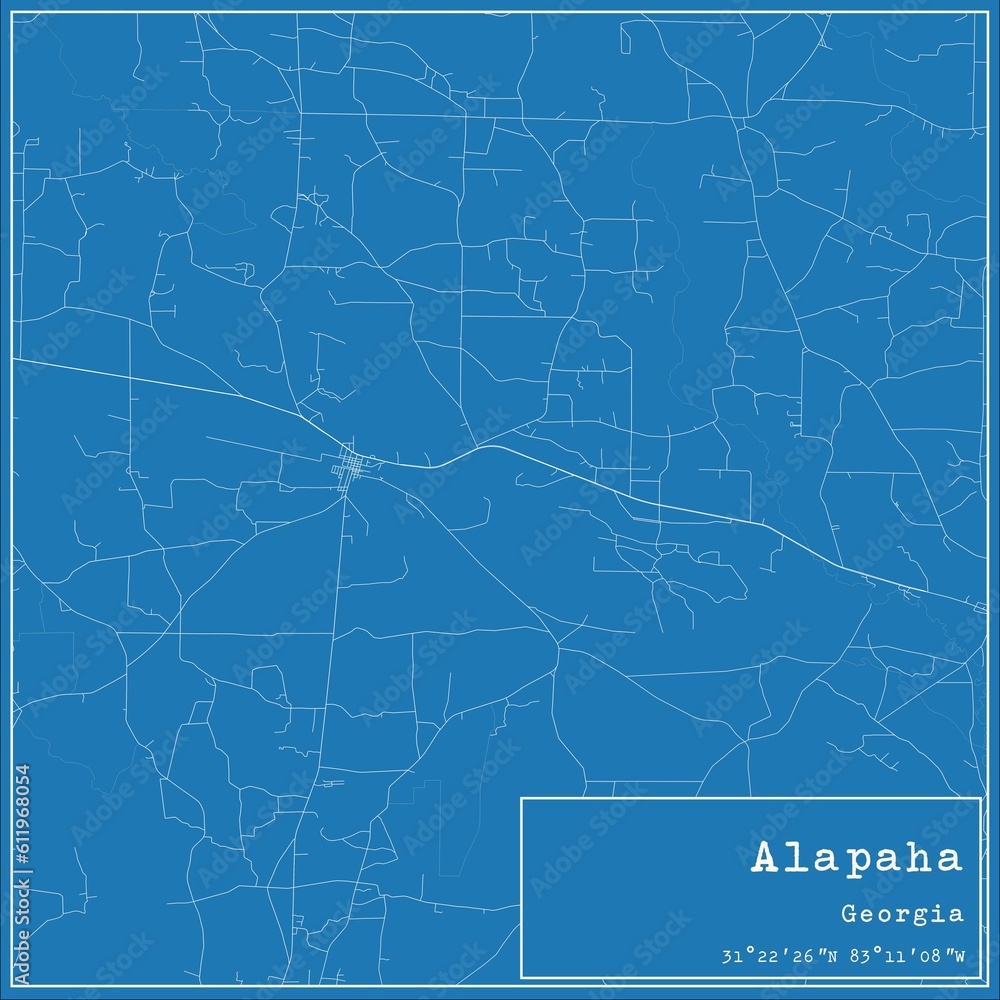 Blueprint US city map of Alapaha, Georgia.