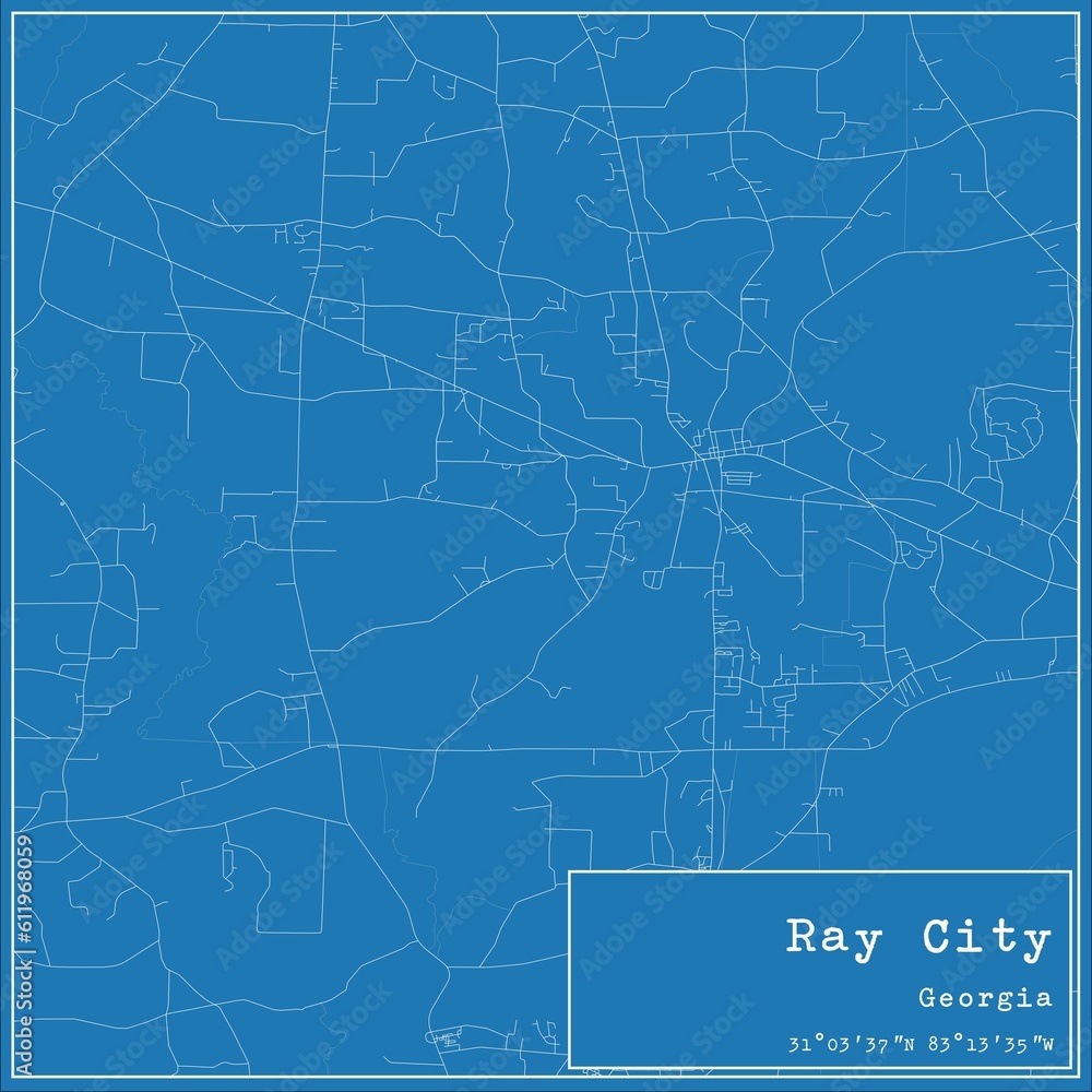 Fototapeta premium Blueprint US city map of Ray City, Georgia.