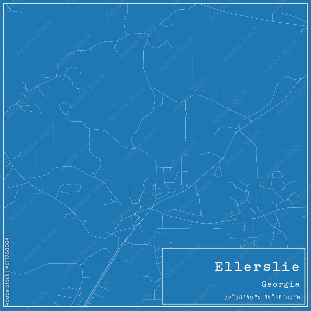 Fototapeta premium Blueprint US city map of Ellerslie, Georgia.