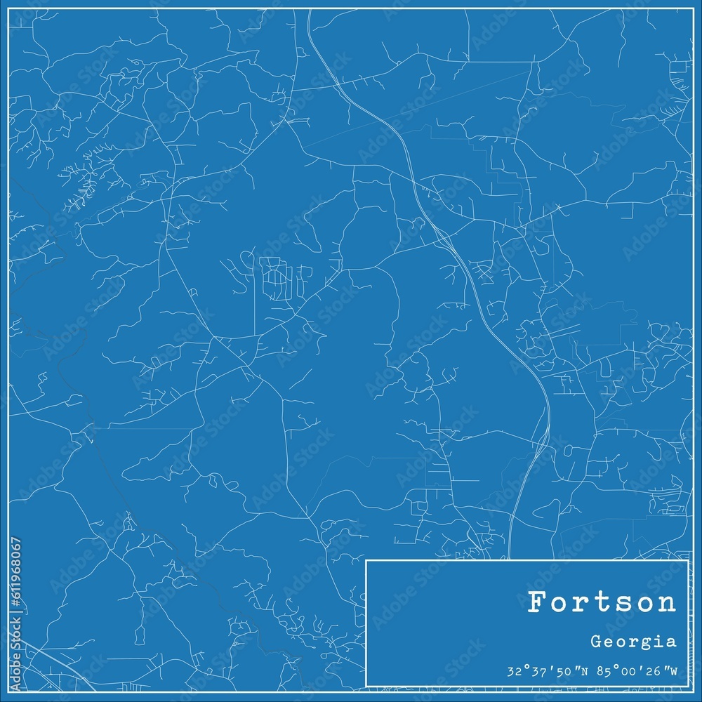 Blueprint US city map of Fortson, Georgia. Blueprint US city map of Fortson, Georgia.