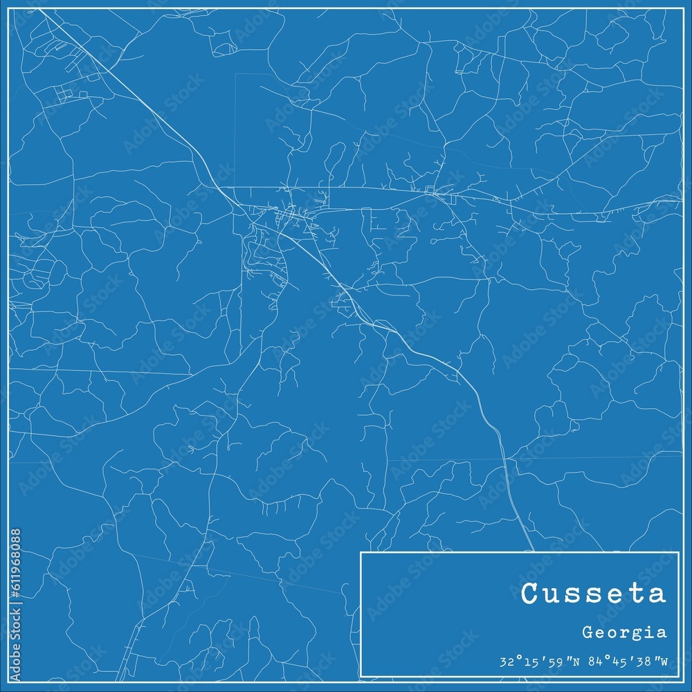 Fototapeta premium Blueprint US city map of Cusseta, Georgia.
