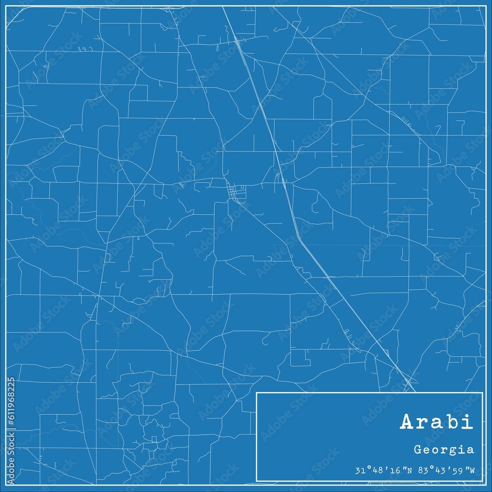 Blueprint US city map of Arabi, Georgia.