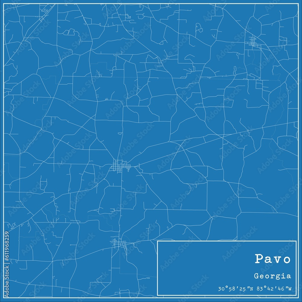 Fototapeta premium Blueprint US city map of Pavo, Georgia.