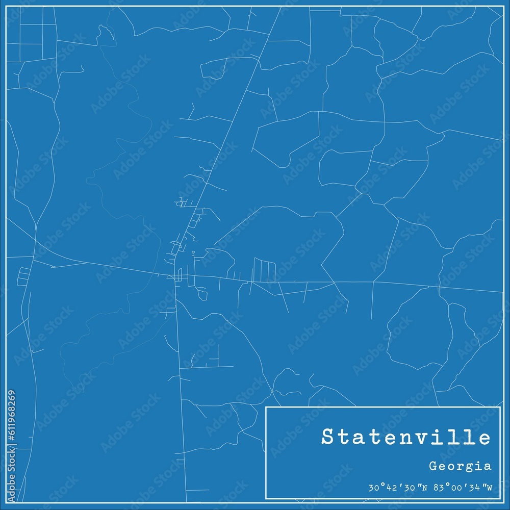 Blueprint US city map of Statenville, Georgia.