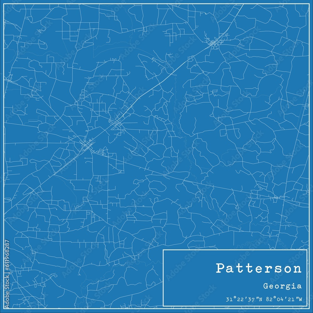 Blueprint US city map of Patterson, Georgia. Blueprint US city map of Patterson, Georgia.