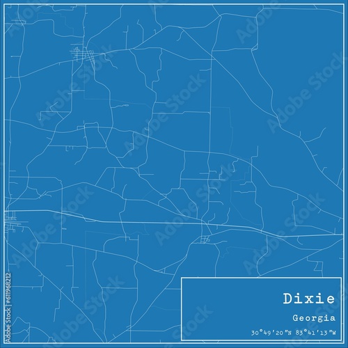 Blueprint US city map of Dixie, Georgia.