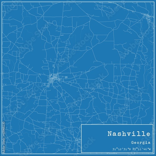 Blueprint US city map of Nashville, Georgia.
