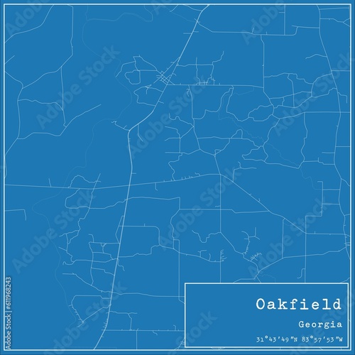 Blueprint US city map of Oakfield  Georgia.