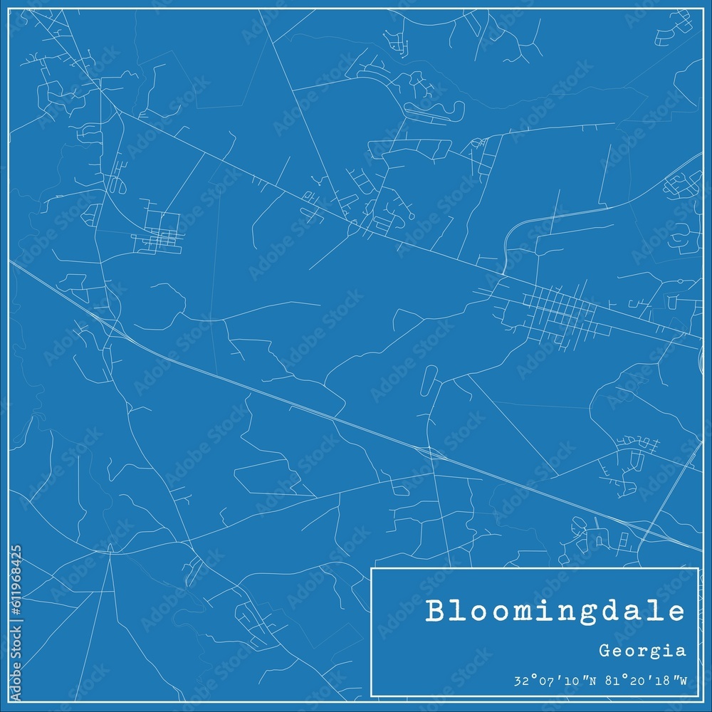 Blueprint US city map of Bloomingdale, Georgia.