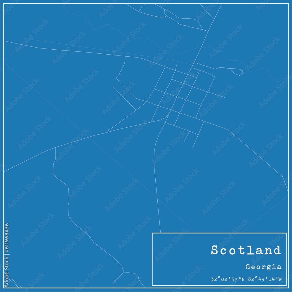Blueprint US city map of Scotland, Georgia.