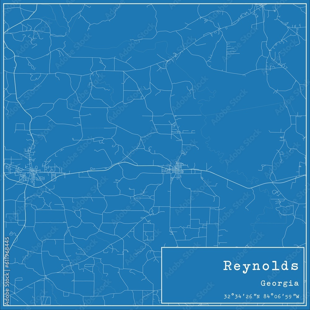 Blueprint US city map of Reynolds, Georgia.