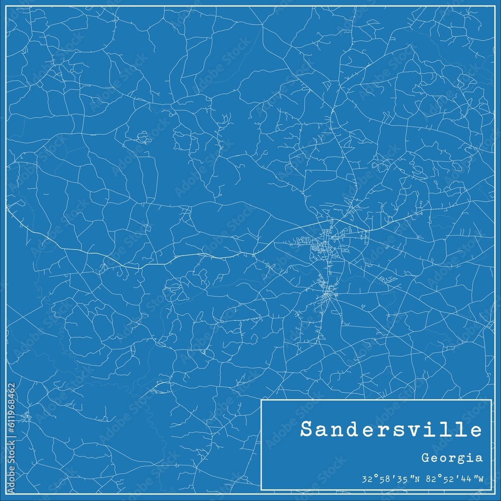 Blueprint US city map of Sandersville, Georgia. Blueprint US city map of Sandersville, Georgia.