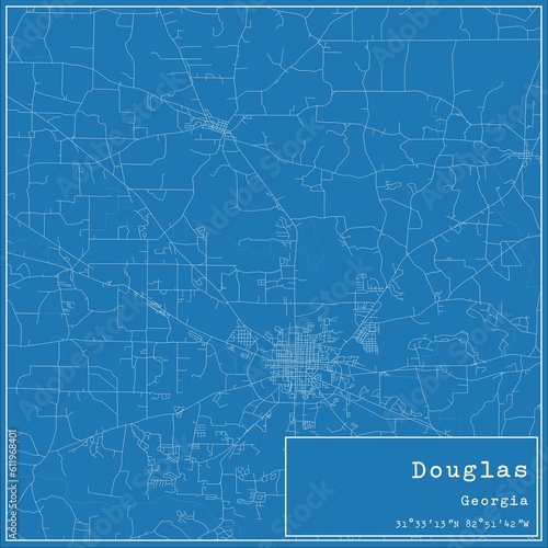 Blueprint US city map of Douglas, Georgia.