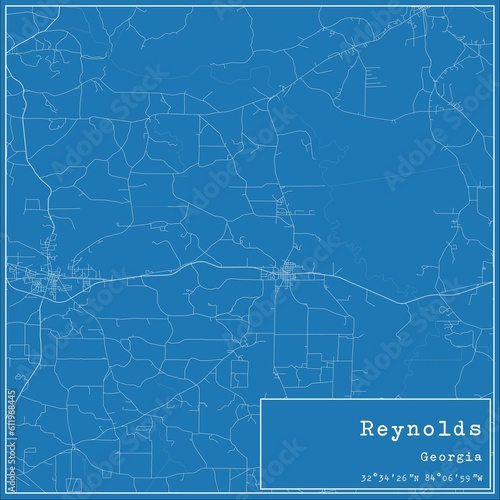 Blueprint US city map of Reynolds, Georgia.